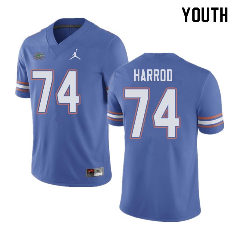 NCAA Florida Gators Will Harrod Youth #74 Jordan Brand Blue Stitched Authentic College Football Jersey UNZ0264KA